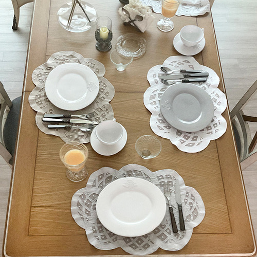 [5월패밀리세일]블랑슈아 라비 플로럴 면 레이스 테이블 식탁 플레이스 매트(3컬러) 50x35